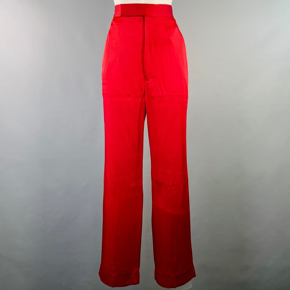 HAIDER ACKERMANN Size S Red Acetate Silk Satin Straight Zip Fly Casual Pants